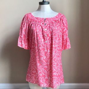 NWOT Vineyard Vines Bell Sleeve Fish Blouse